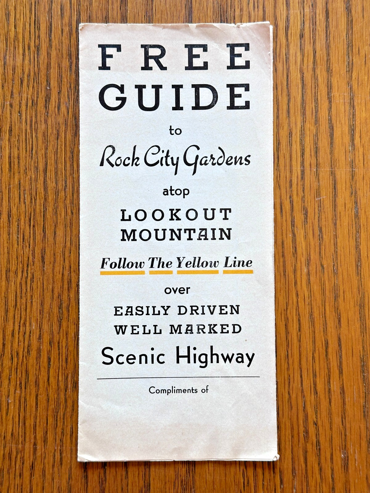 1920\'s Free Guide Scenic Highway Rock City Gardens Lookout Mountain Tennessee