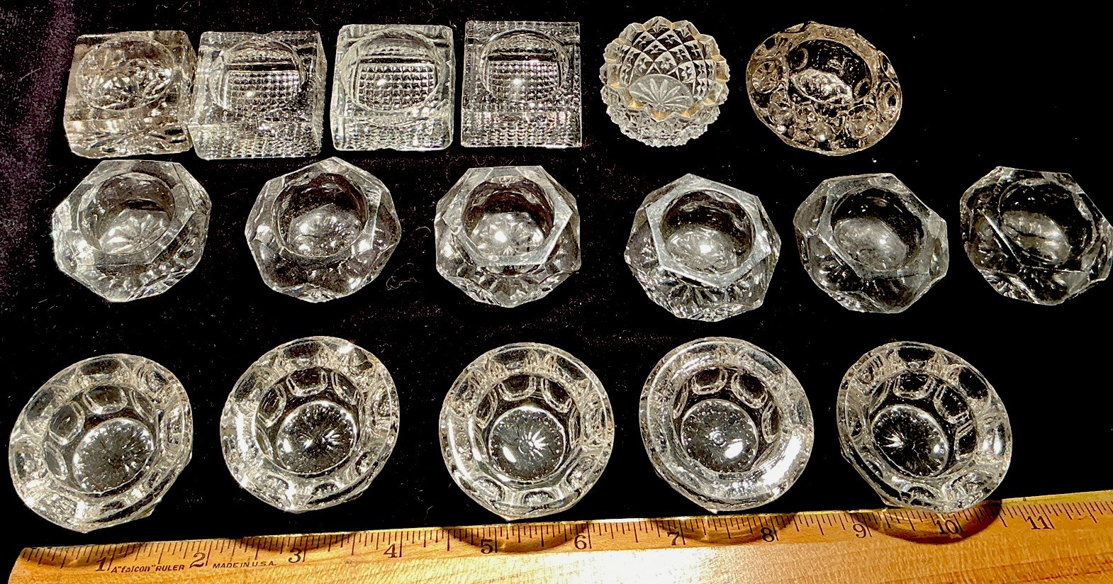 Lot 17 Vintage/Antique Clear Crystal/Pressed Glass Open Salt Cellars 