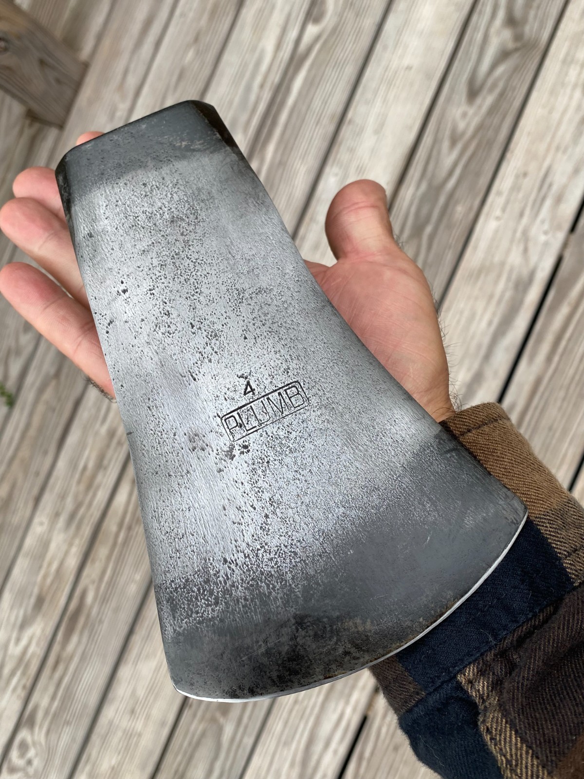 Vintage PLUMB RAFTING AXE HEAD with HARDENED POLL
