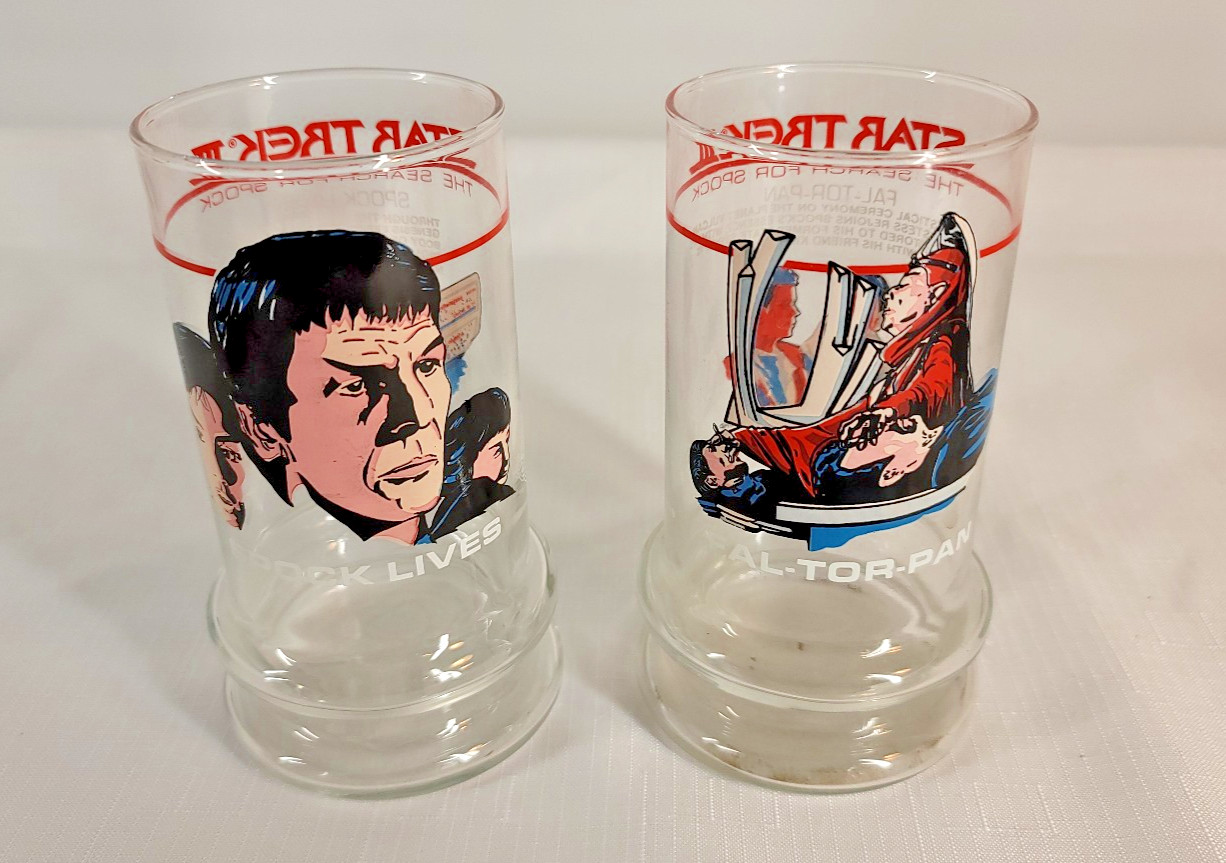 Vintage 1984 Star Trek III Search For Spock Tumblers Lot 2 Spock - Fal-Tor-Pen