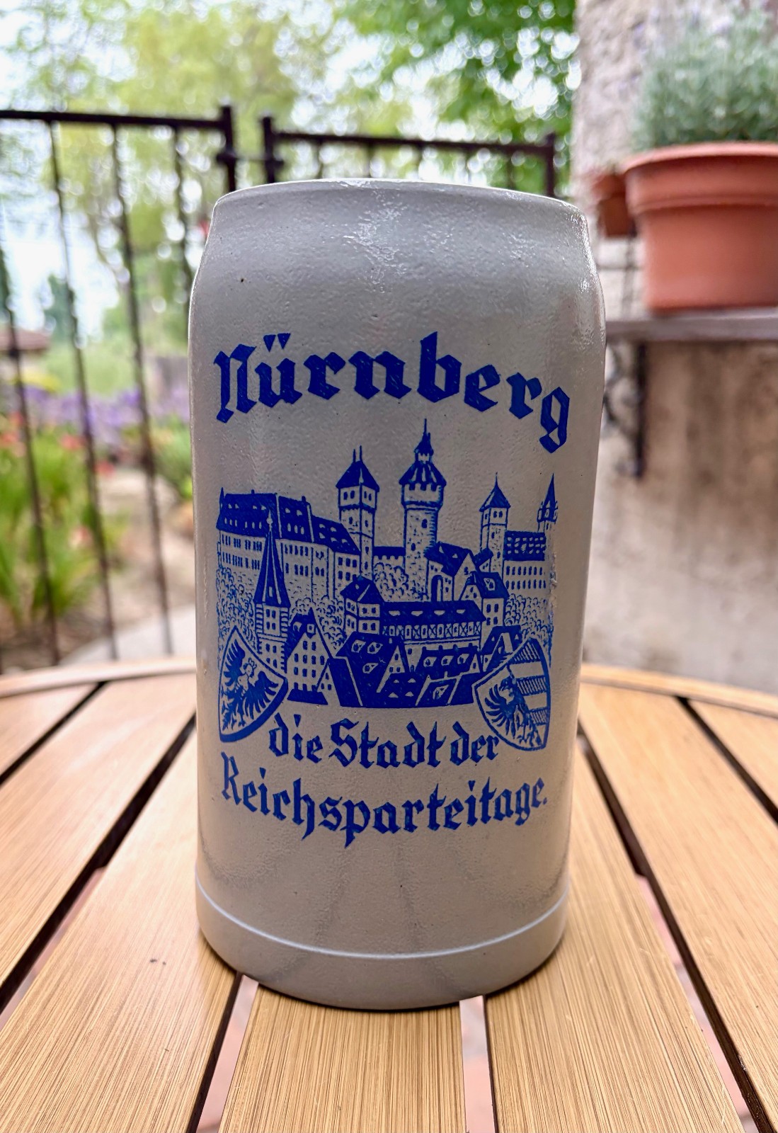 Original Third Reich Stoneware Beer Stein Nuremberg Nürnberg NS Party Rally VG