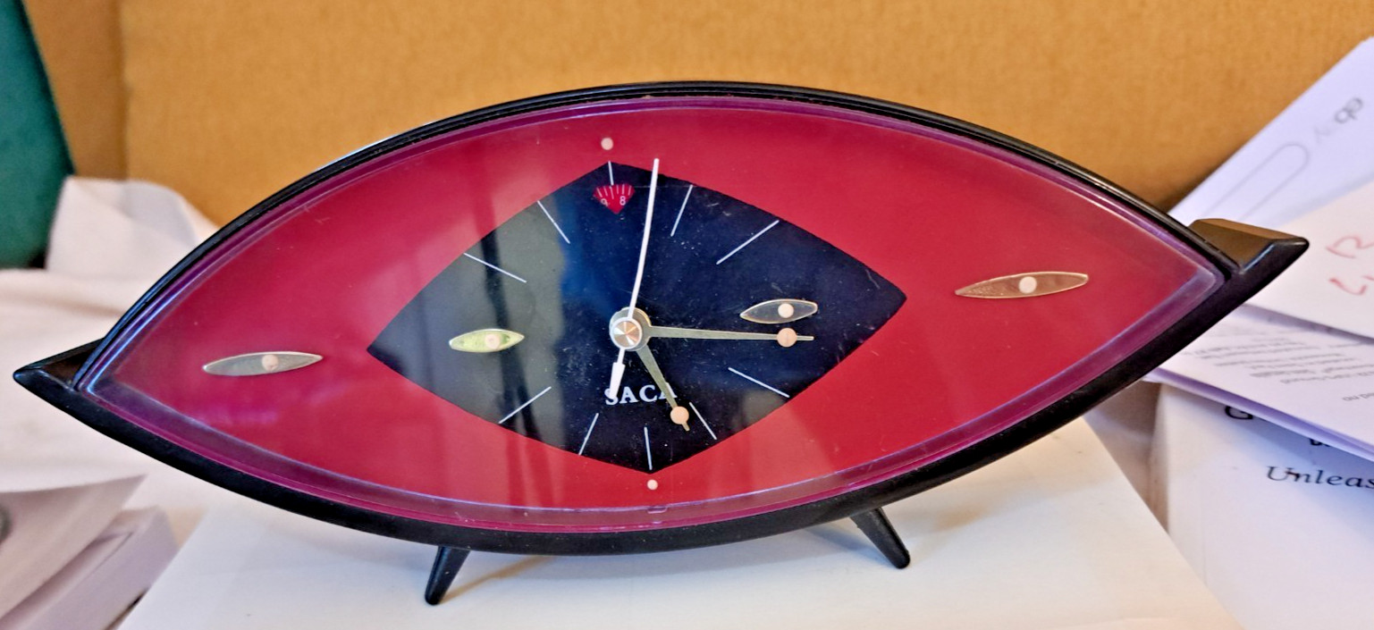 Vintage Mid Century Saca mantle clock Atomic Eye-non working- Italy