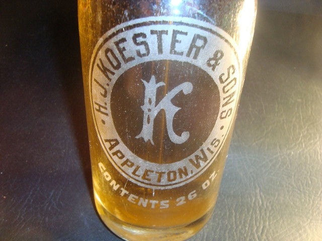 Vintage H J Koester & Sons Seltzer Bottle, Appleton, Wisconsin
