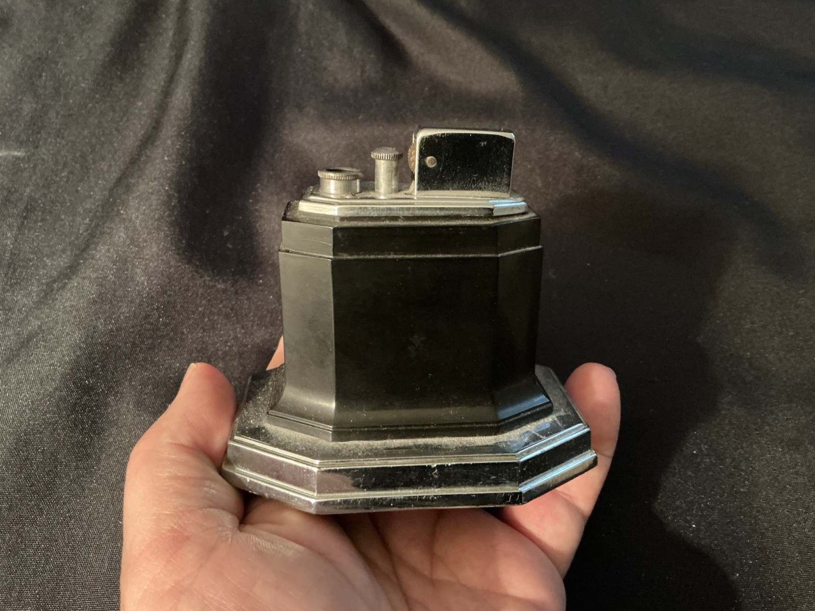 Pre-WWII Ronson Touch Tip Black Ronsonoid Octette Vtg Antique Lighter