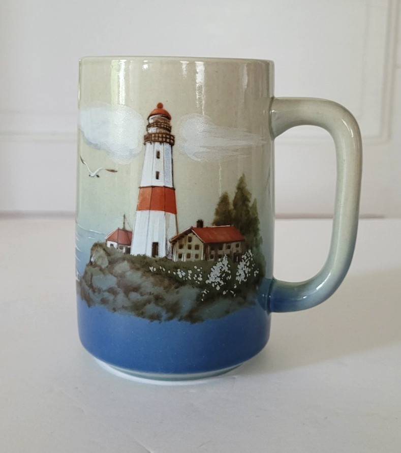 VTG Otagiri Japan Sailboat Lighthouse Seagull Coffee Mug  Tea Cup Nautical
