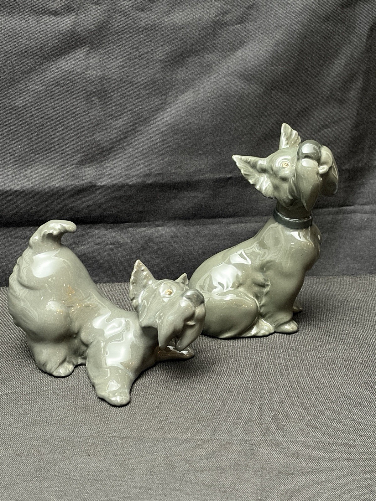 Set of RARE Vintage Nao by Lladro Scotty Dog Figurines titled \