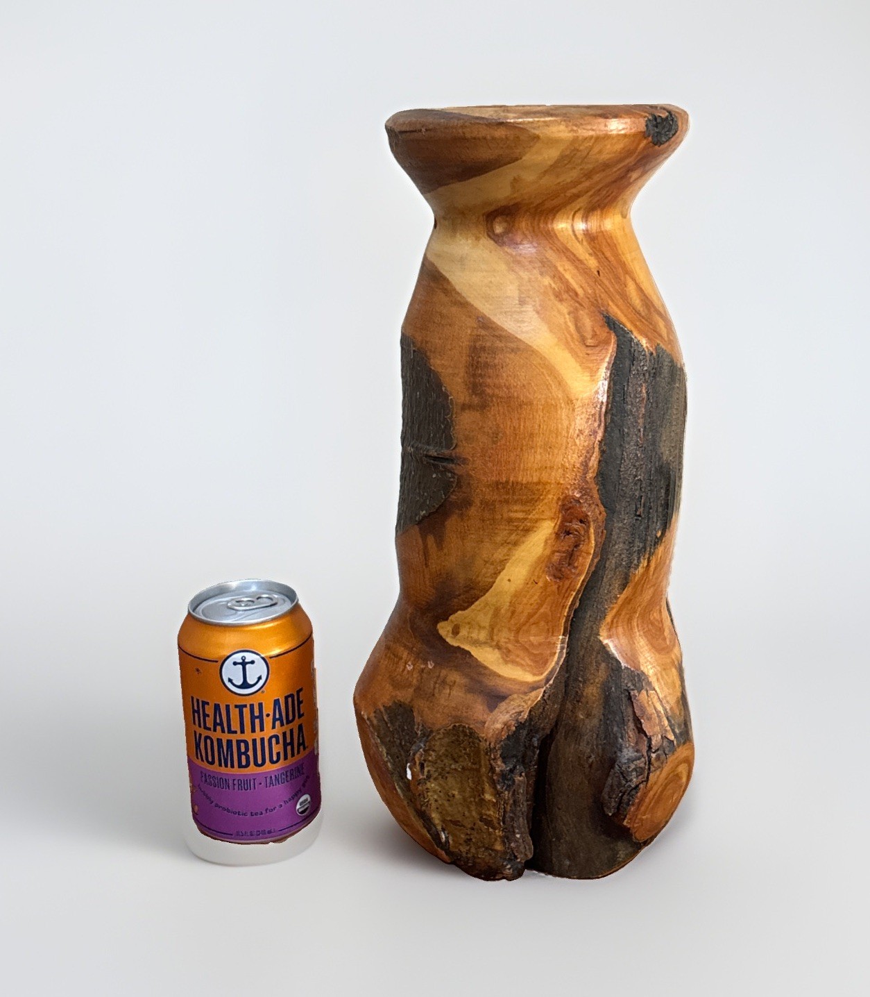Vintage J.W. Campbell Signed 14” Tall Live Edge Wood Vase Gunnison CO