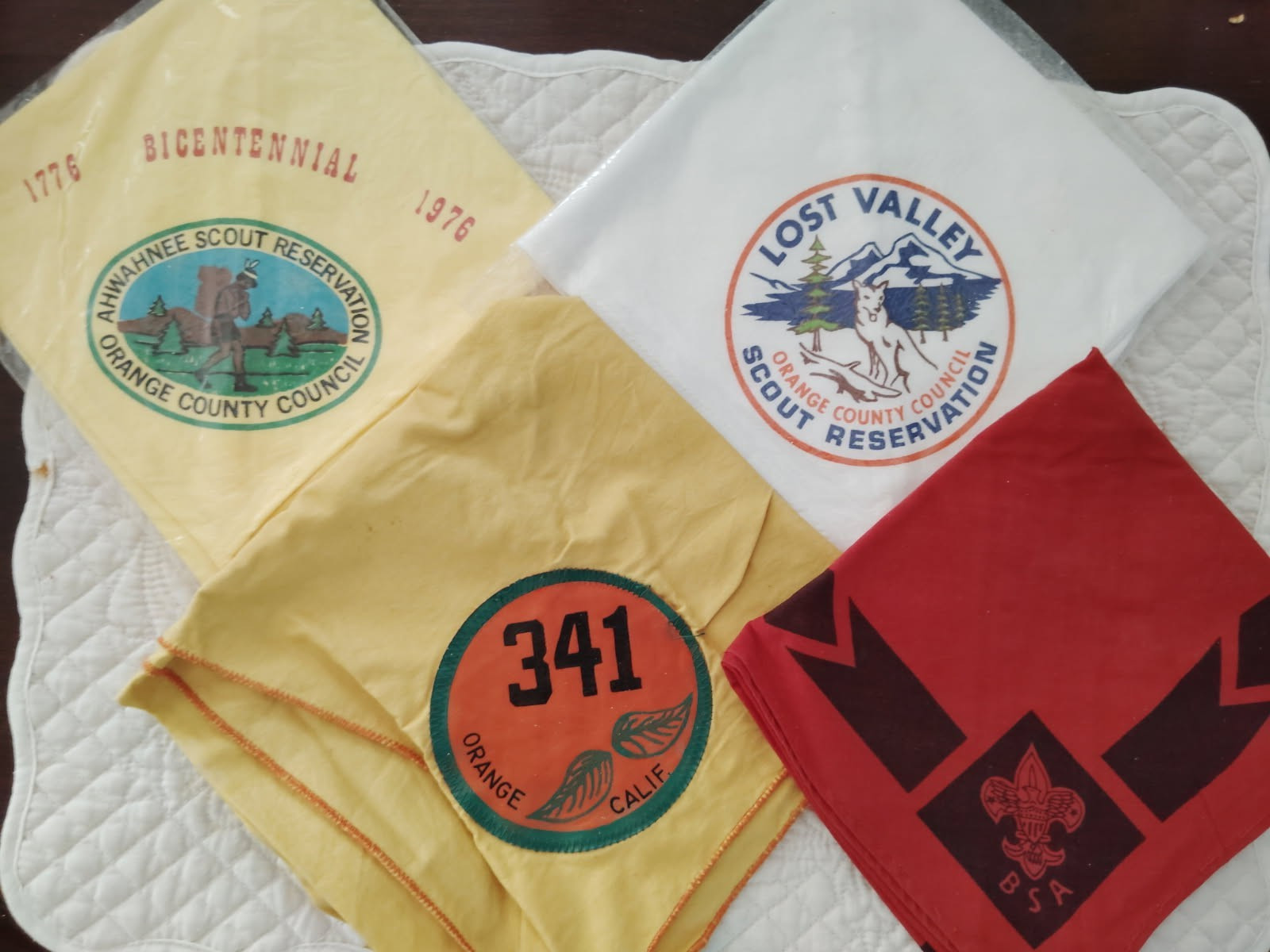 4 Vintage Boy Scout Neckerchief Lot ~ 2 New
