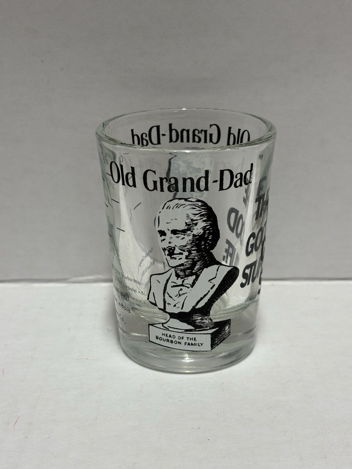 Old Grand-Dad Bourbon 2 oz Measuring Shot Glass The Good Stuff Barware Vintage