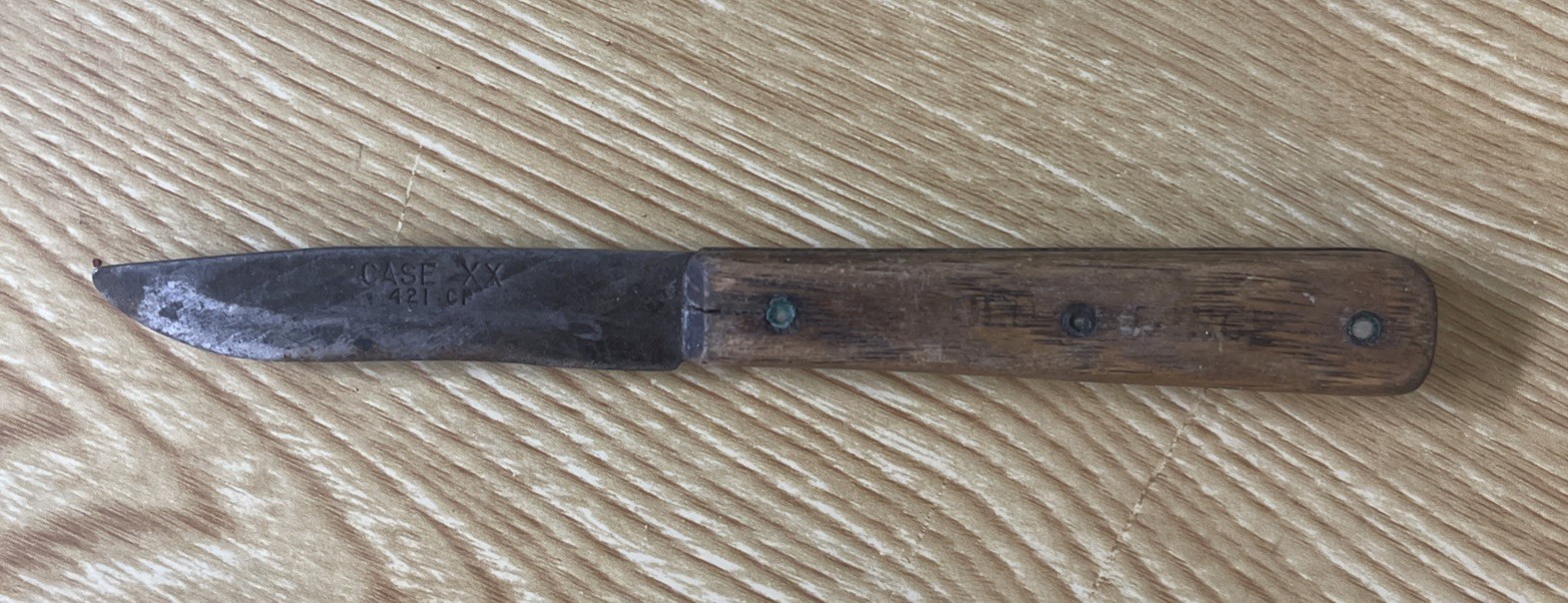 Vintage Case XX 421 CP Pairing Knife Carbon Steel Old Forge Kitchen Utility Wood