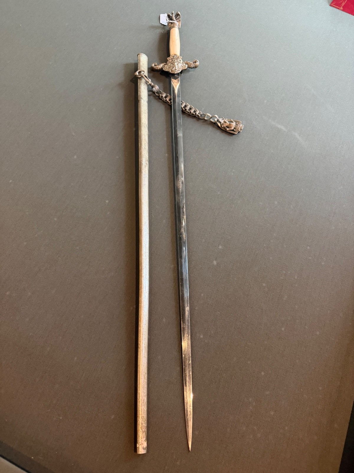 ANTIQUE 1800'S KNIGHTS OF THE GOLDEN EAGLE KGE SWORD & SCABBARD, HORSTMANN BROS
