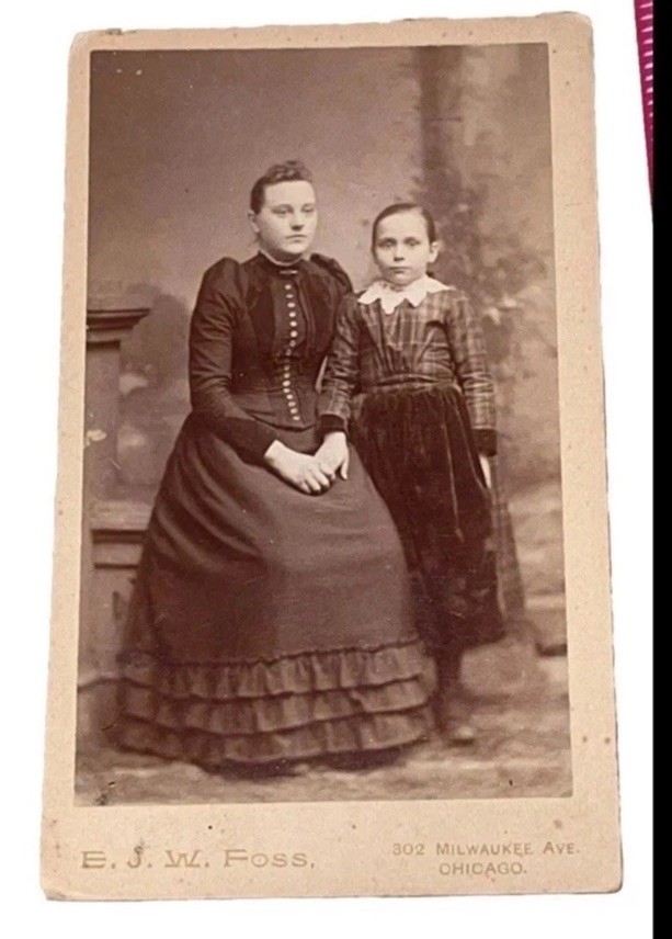 Nice Antique Cabinet Card Victorian Lady & Young Girl Photo Photograph 4” 