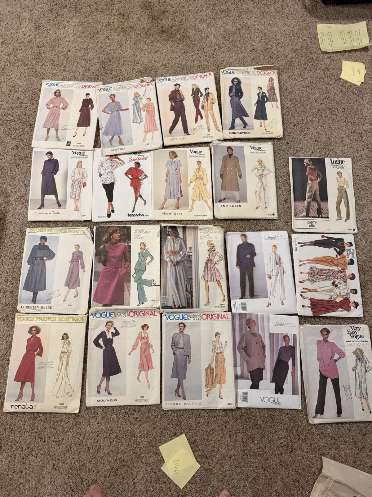 19 Vintage Vogue Designer Sewing Patterns Oscar de la Renta Ralph Lauren 70s 80s