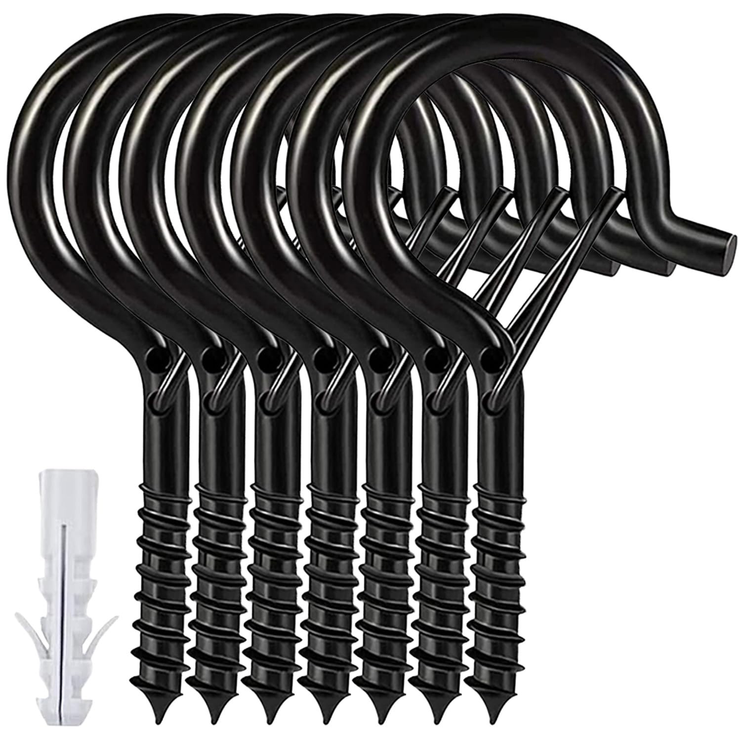 12 Pcs Ceiling Q Hanger Hooks for Hanging Plants 2.2 inches Black