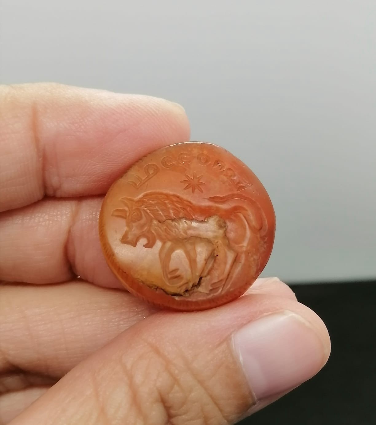 Roman Old  Seal Engraving Intaglio Old Agate Stone Amulet Seal Stamp