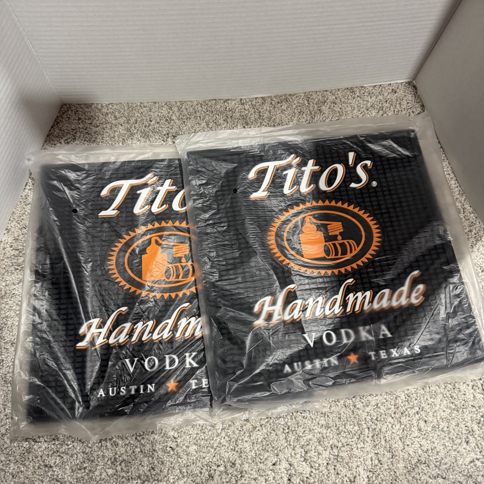 Tito\'s Handmade Vodka Bar Mat Rubber Spill Mat 12x12 inches #1579 (2 Pk)