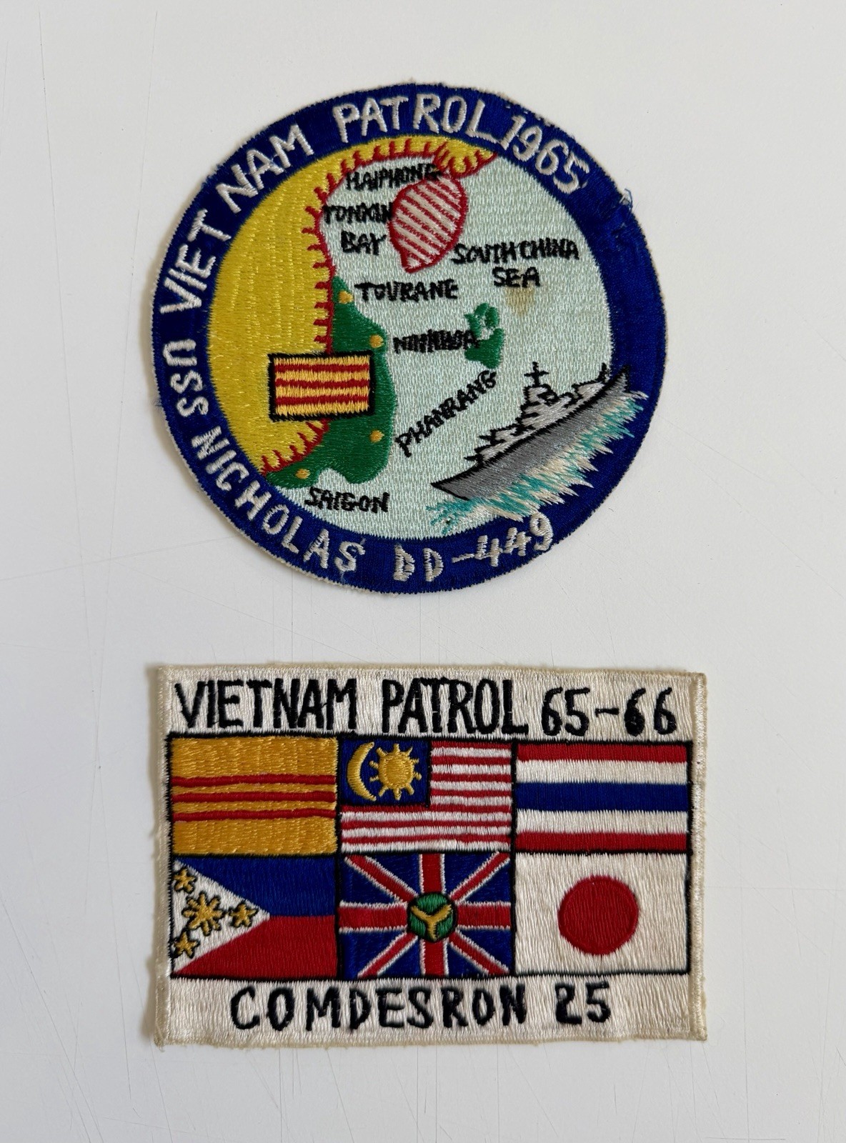 USS Nicholas DD-449 & COMDESRON 25 Vietnam Patrol 1965-66 Militaria Patches