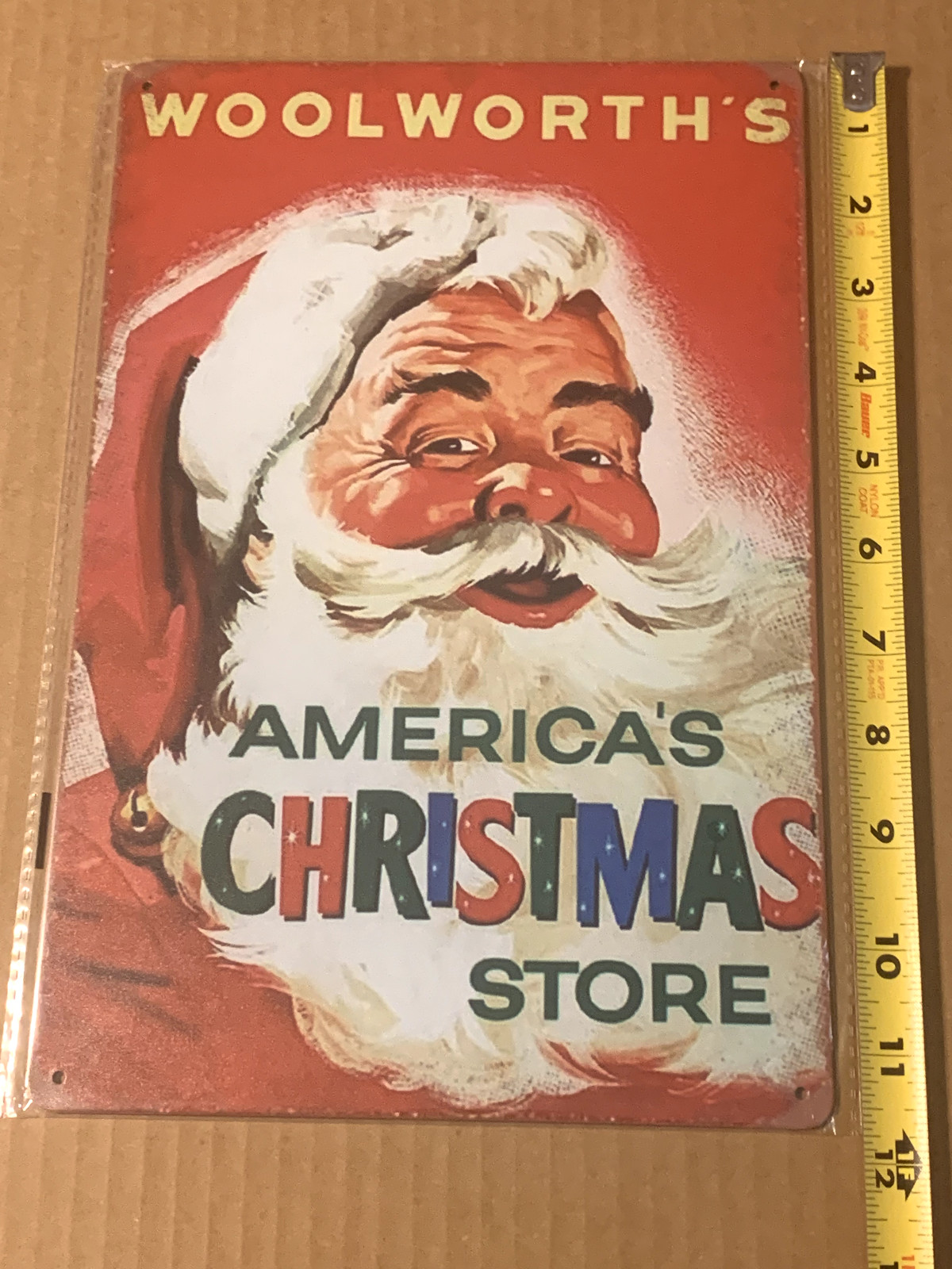 WOOLWORTH\'S AMERICA\'S CHRISTMAS STORE TIN SIGN 8\