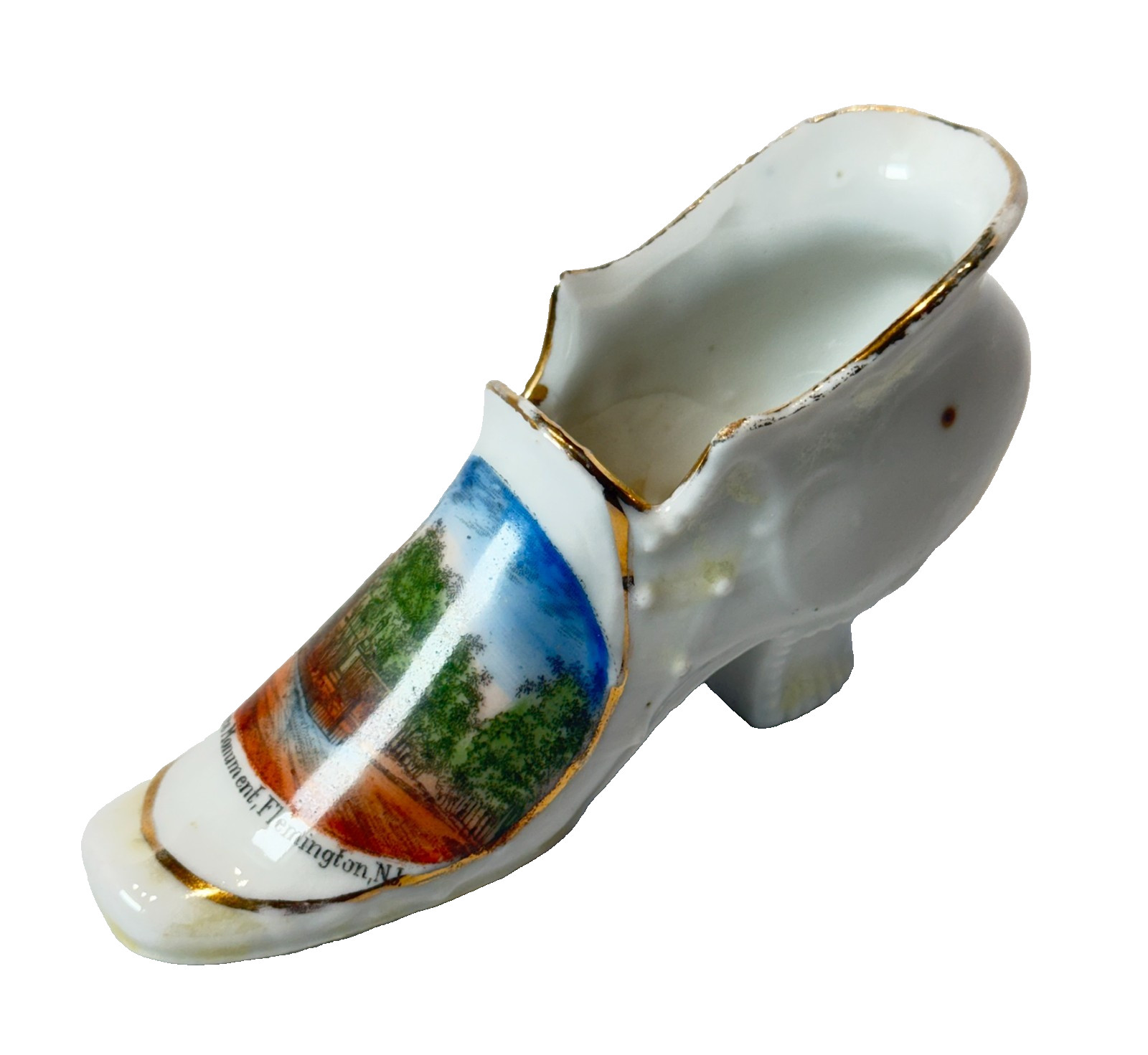 FLEMINGTON NJ NEW JERSEY Souvenir Porcelain Trinket CHINA ANTIQUE SHOE