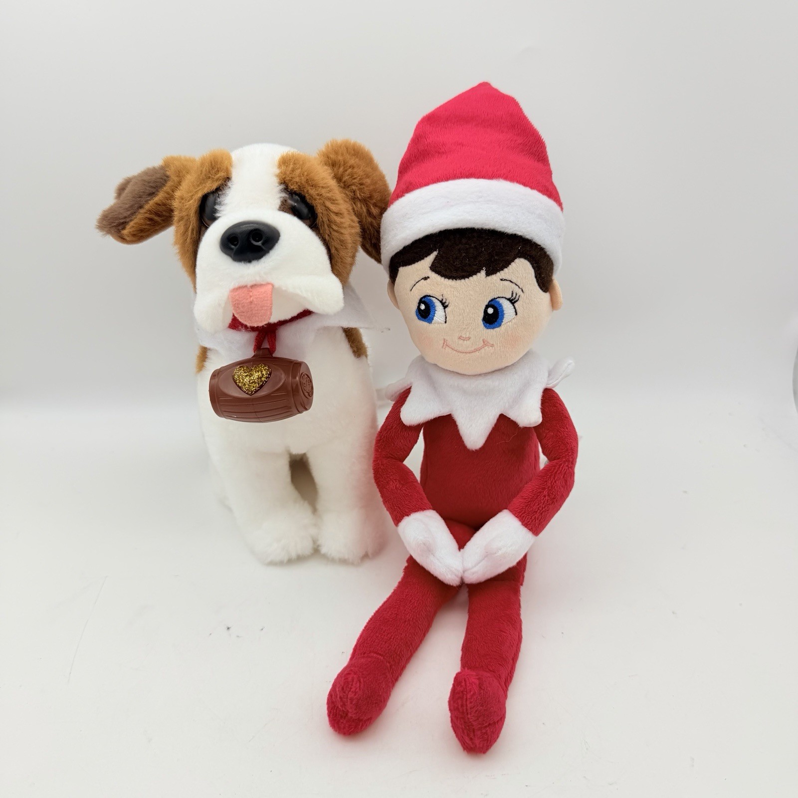 Elf on the Shelf Plushee Pals Boy Elf & Elf Pets St Bernard Plush Lot 2