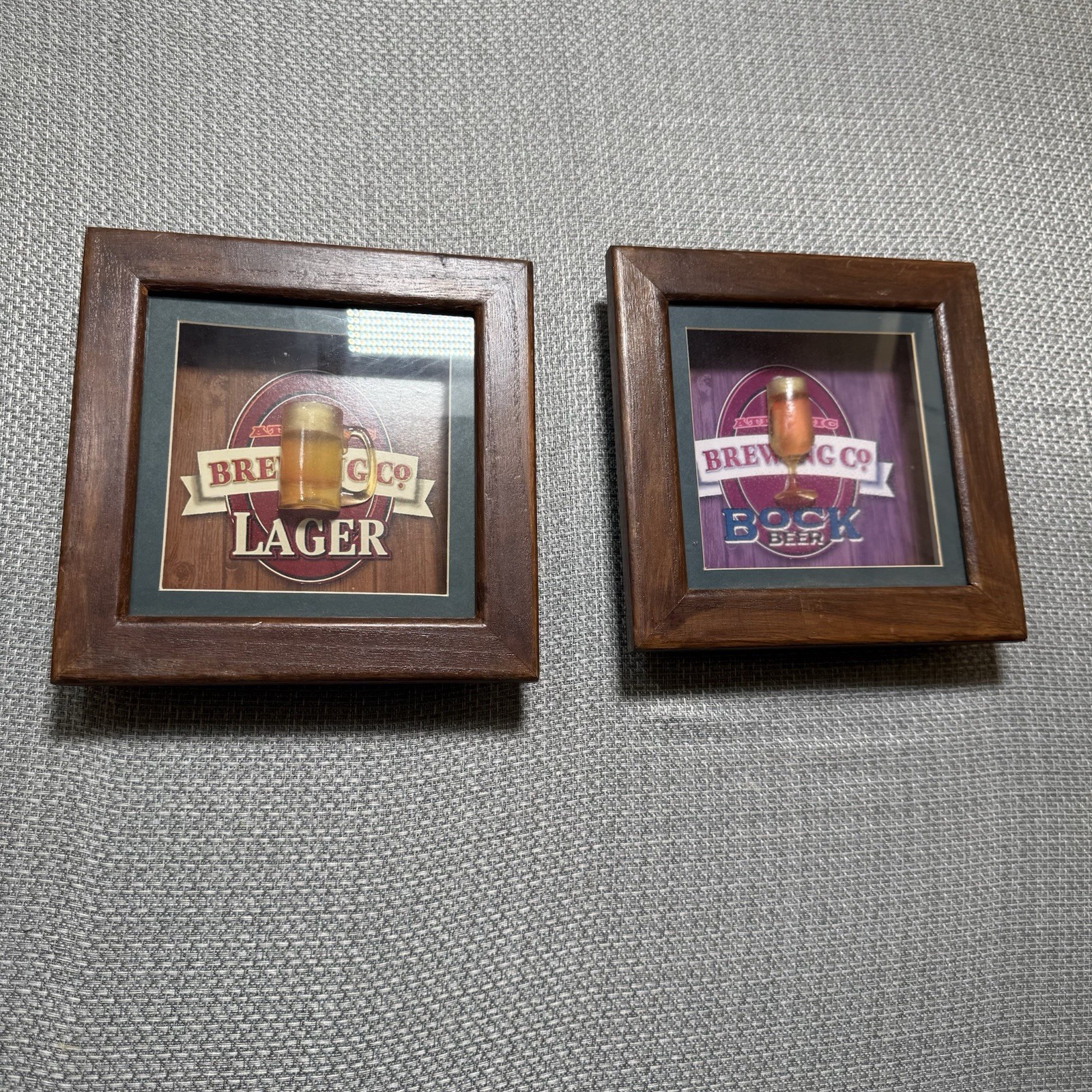 2 Atlantic Brewing Co. BOCK, LAGER Beer Signs - Wood Framed - EACH 8