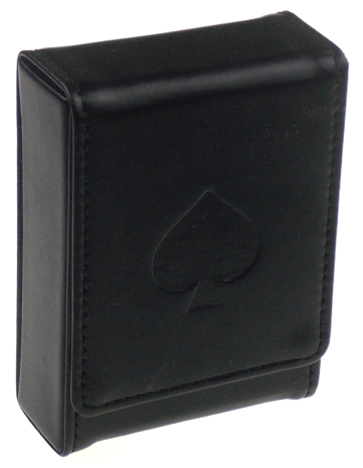 Black Single Deck Leather Playing Card Case Holder Poker Bridge Magnetic Storage