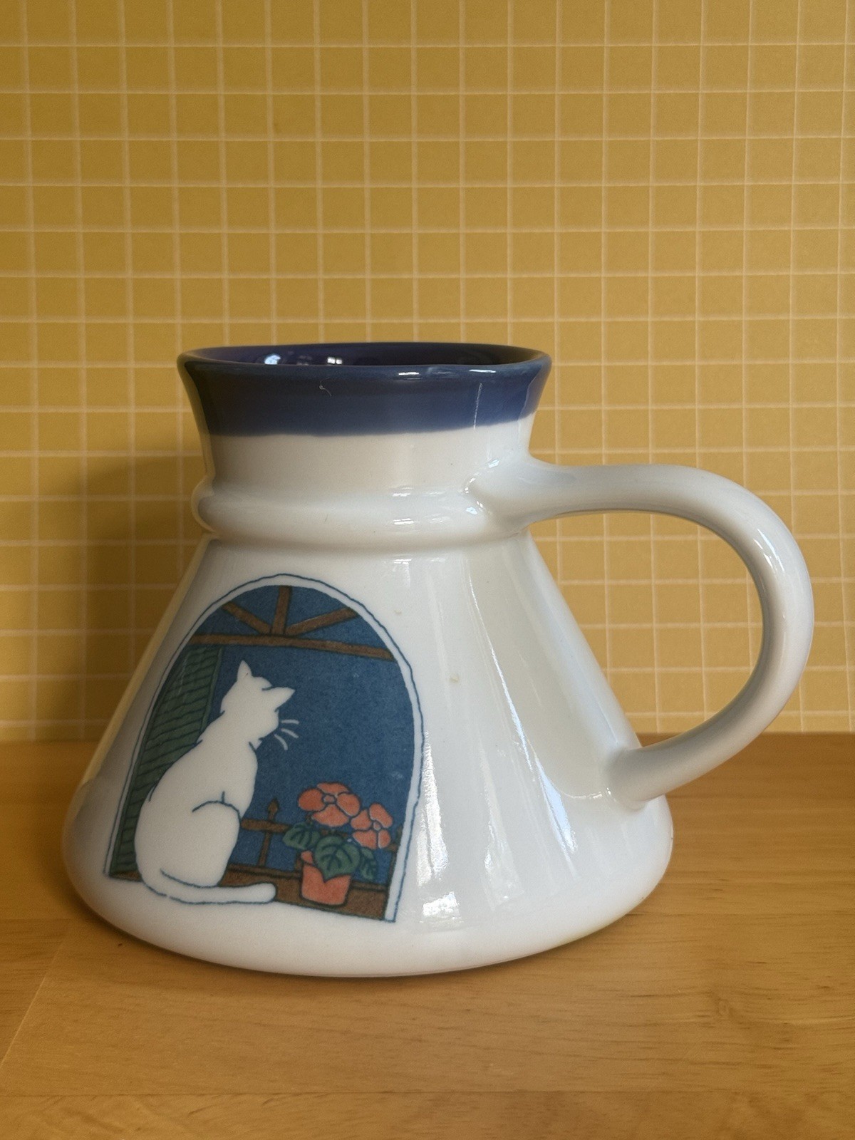 Vintage Otagiri Japan Cat In The Window Spill-proof Travel Mug. Coffee Tea Mug