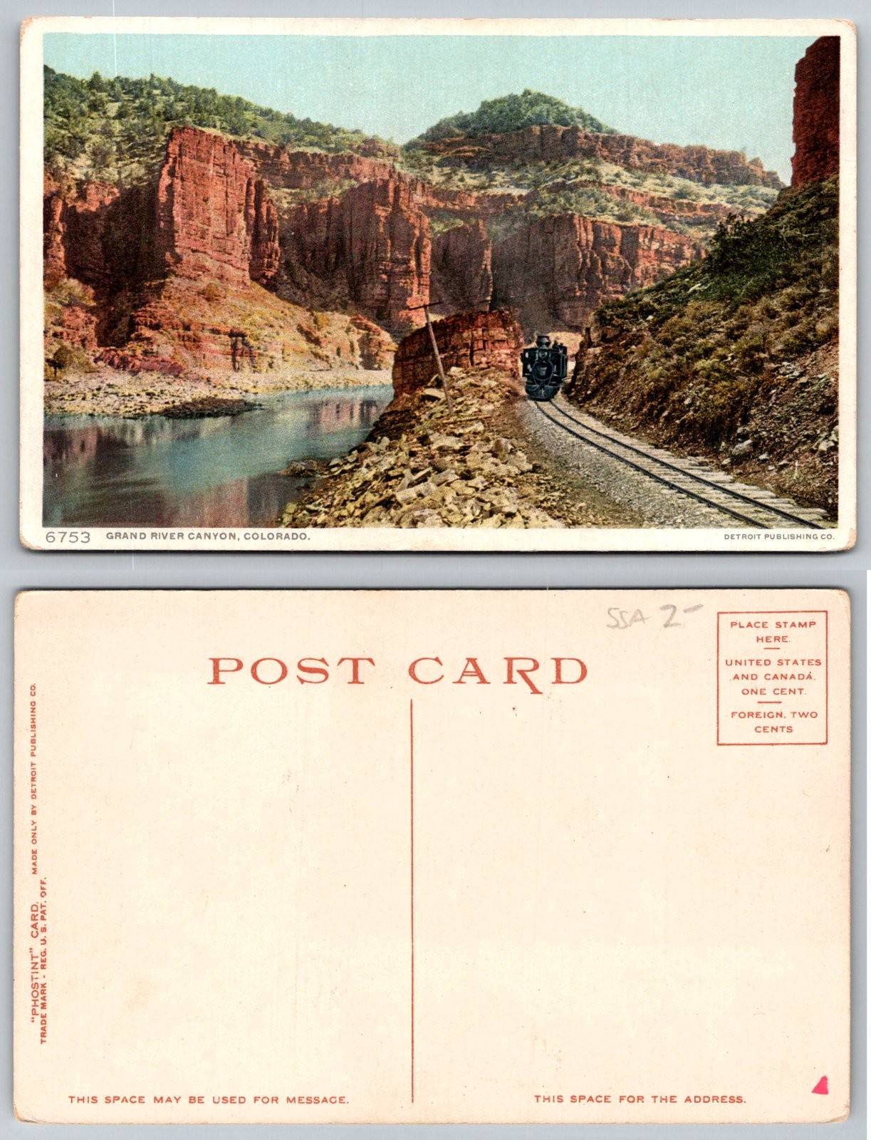 Standard Grand River Canyon Colorado Train Detroit Publishing Co. Postcard