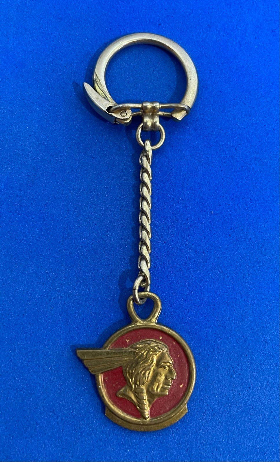 Vintage 1950s Era Pontiac Indian Chief Brass Key Chain Accessory Hot Rod