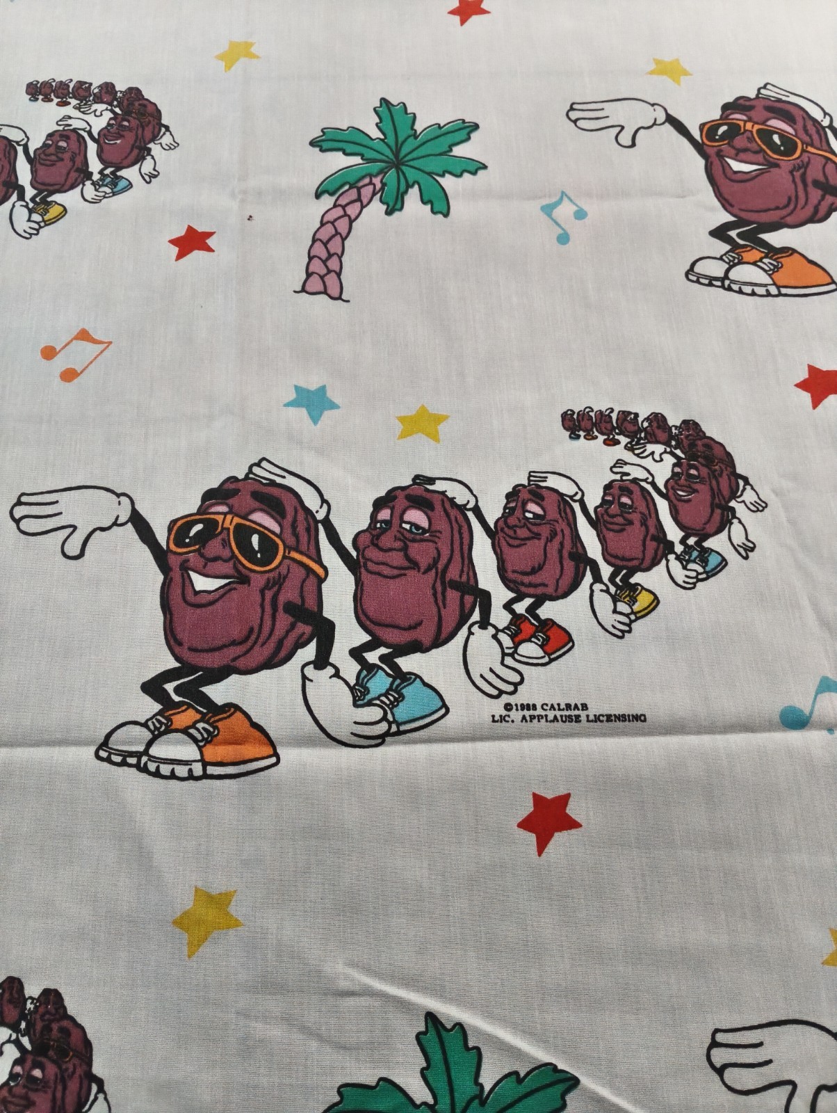 Vintage 1988 California Raisins Flat Sheet Full Size 80s Bedding Bibb VTG 80\'s 