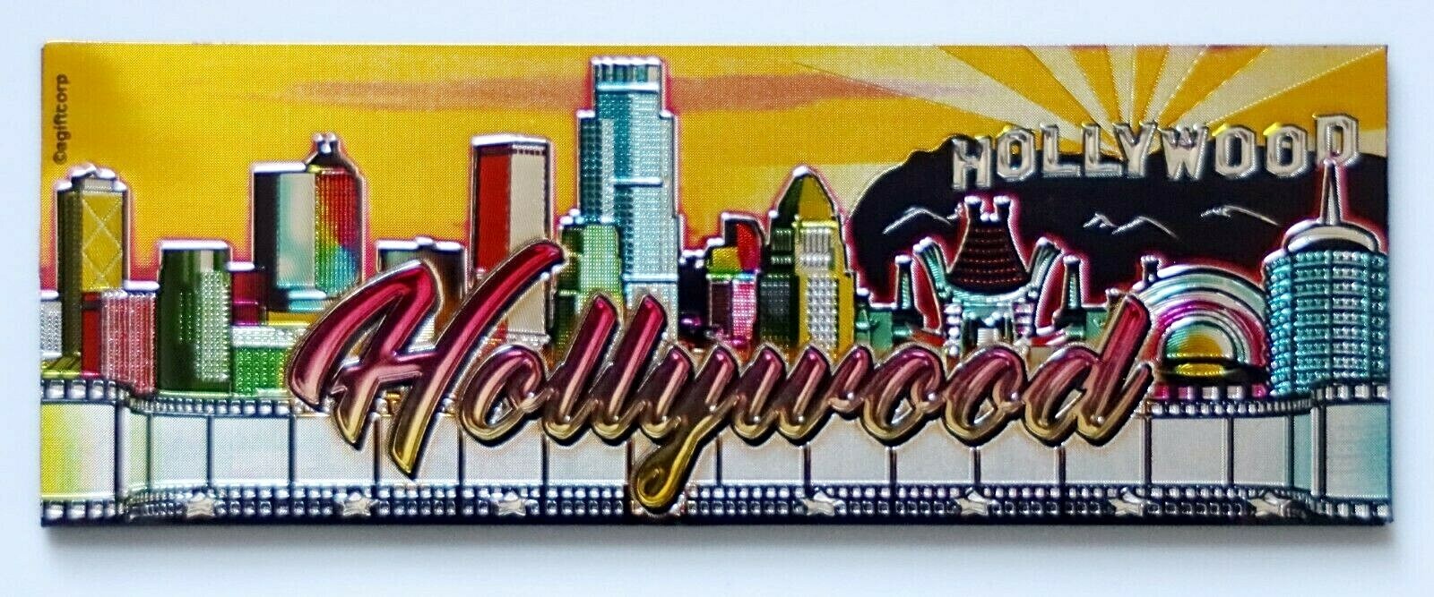 Hollywood California Color Skyline Foil Magnet 5