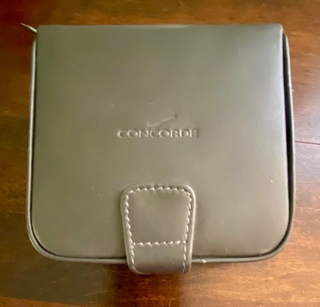Vtg British Airways Concorde Grey Leather Jewelry Case / Trinket Box 1990s