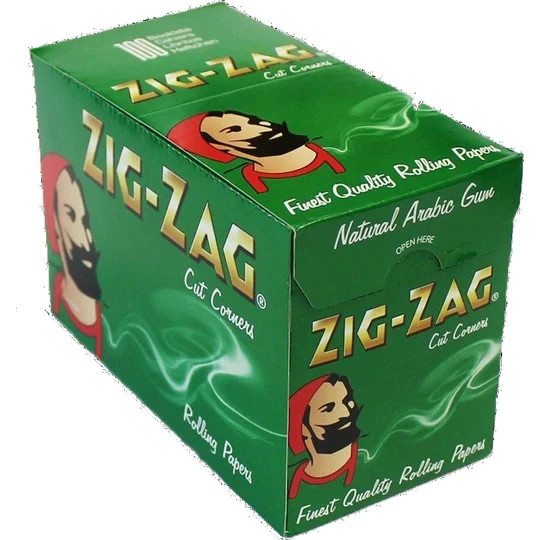ZIG-ZAG Green Regular size Cut Corners Rolling Smooth Slow Burn - 100 booklets