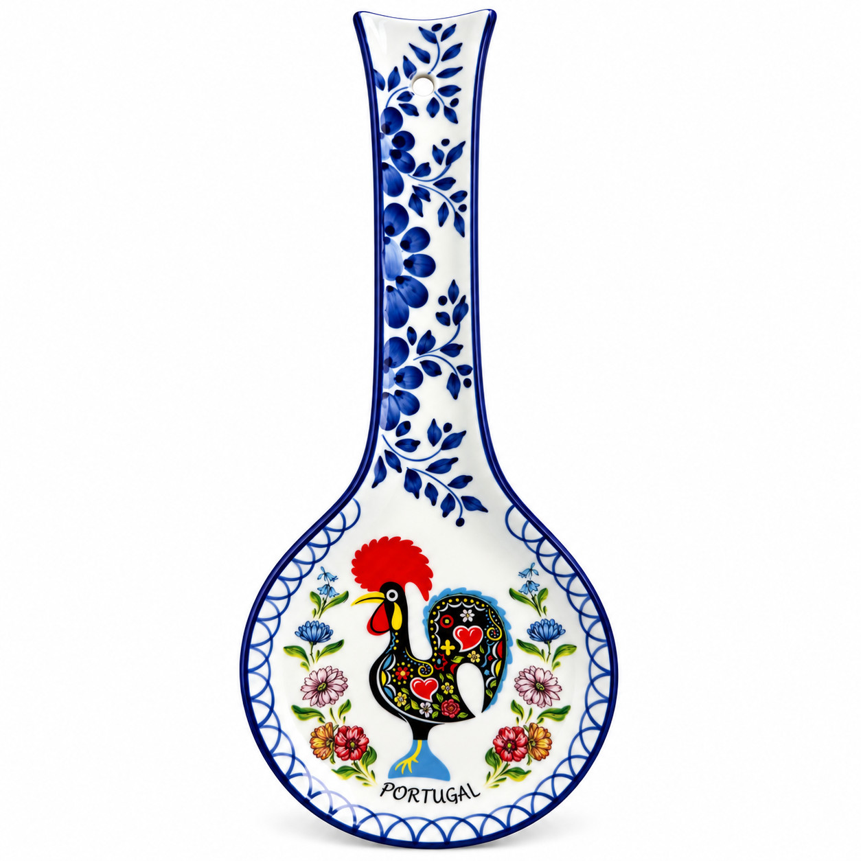 Hand-Painted Portuguese Ceramic Spoon Rest – Rooster Design, 10