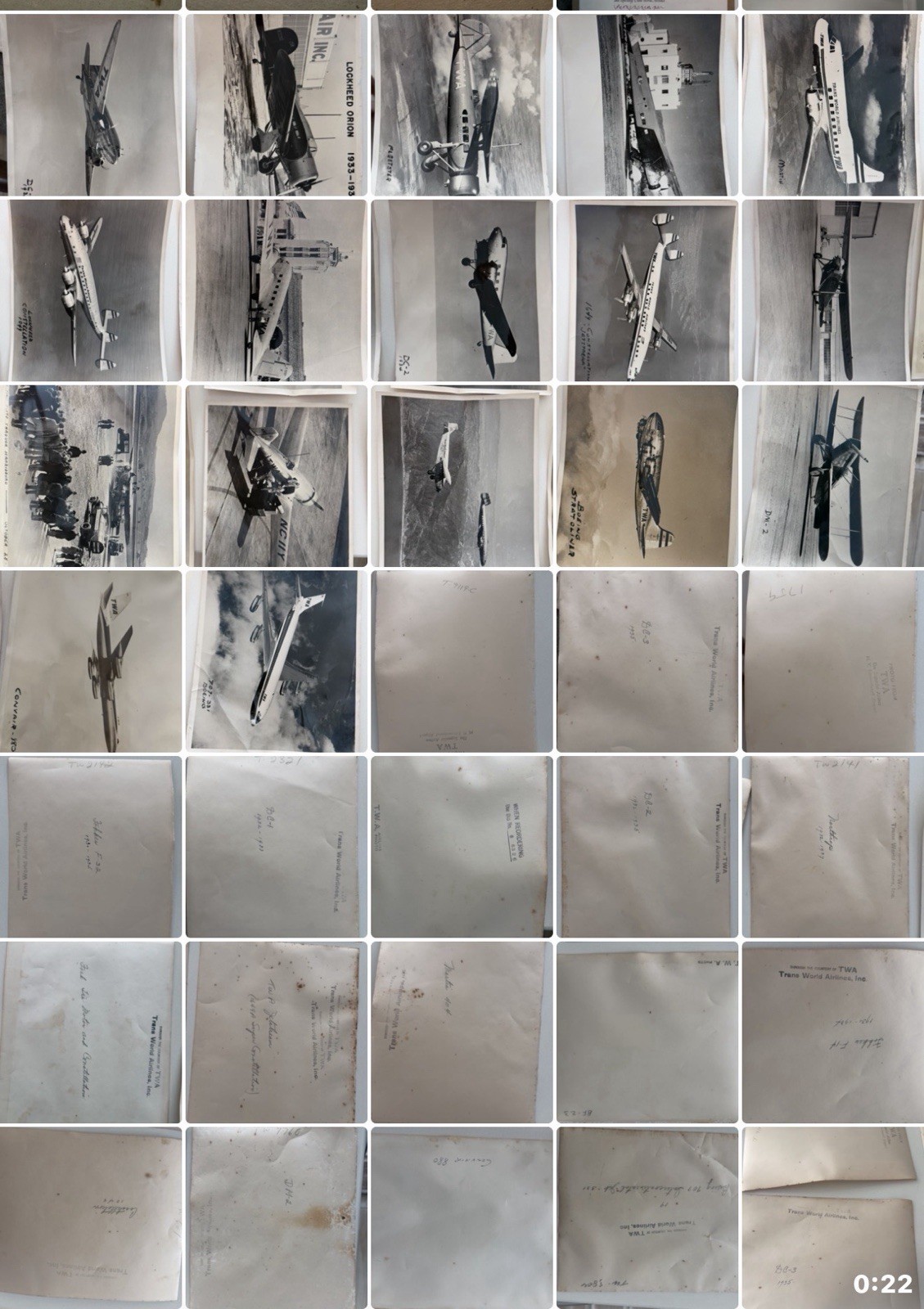 Collection of Original TWA Airplane Photos From 1930 to 1960s Lot Of 17