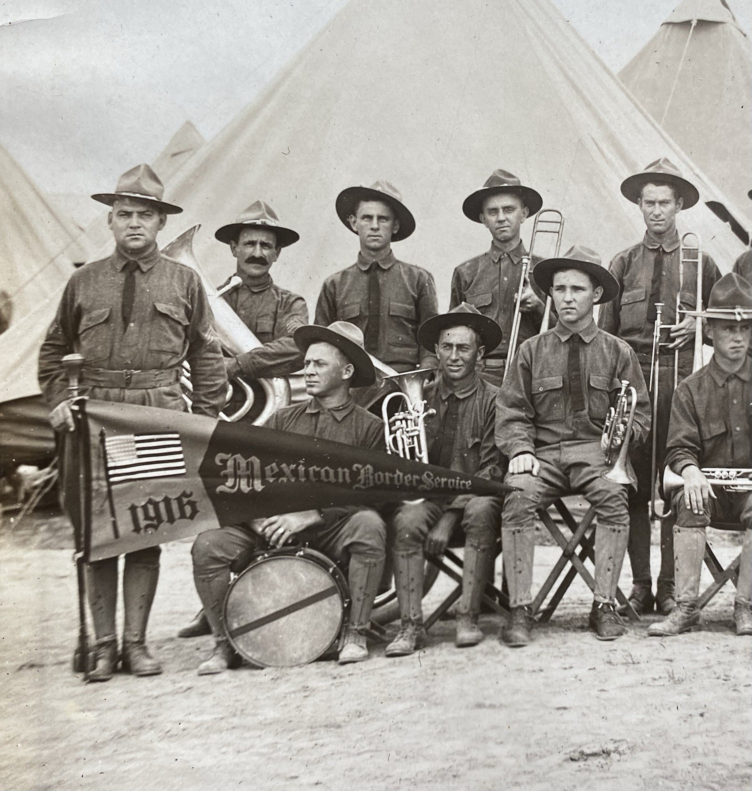 Mexican Border Service 1916 Military Band Westminster Maryland Antique Photo