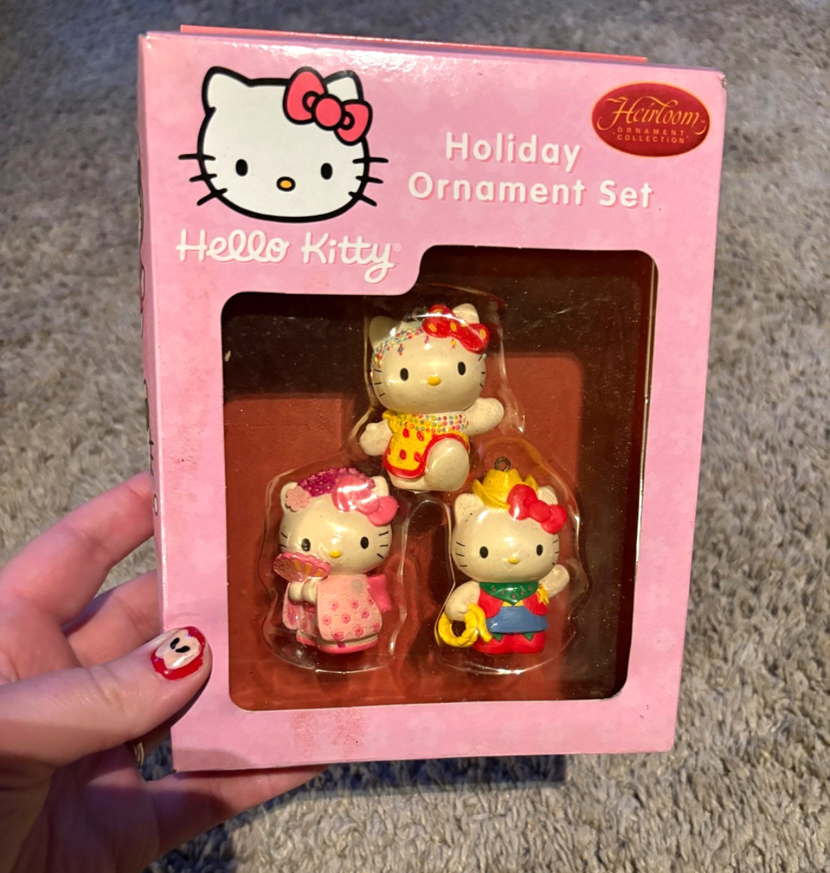 2005 Sanrio HELLO KITTY Holiday Ornaments Set of 3 NEW IN BOX, Heirloom AG