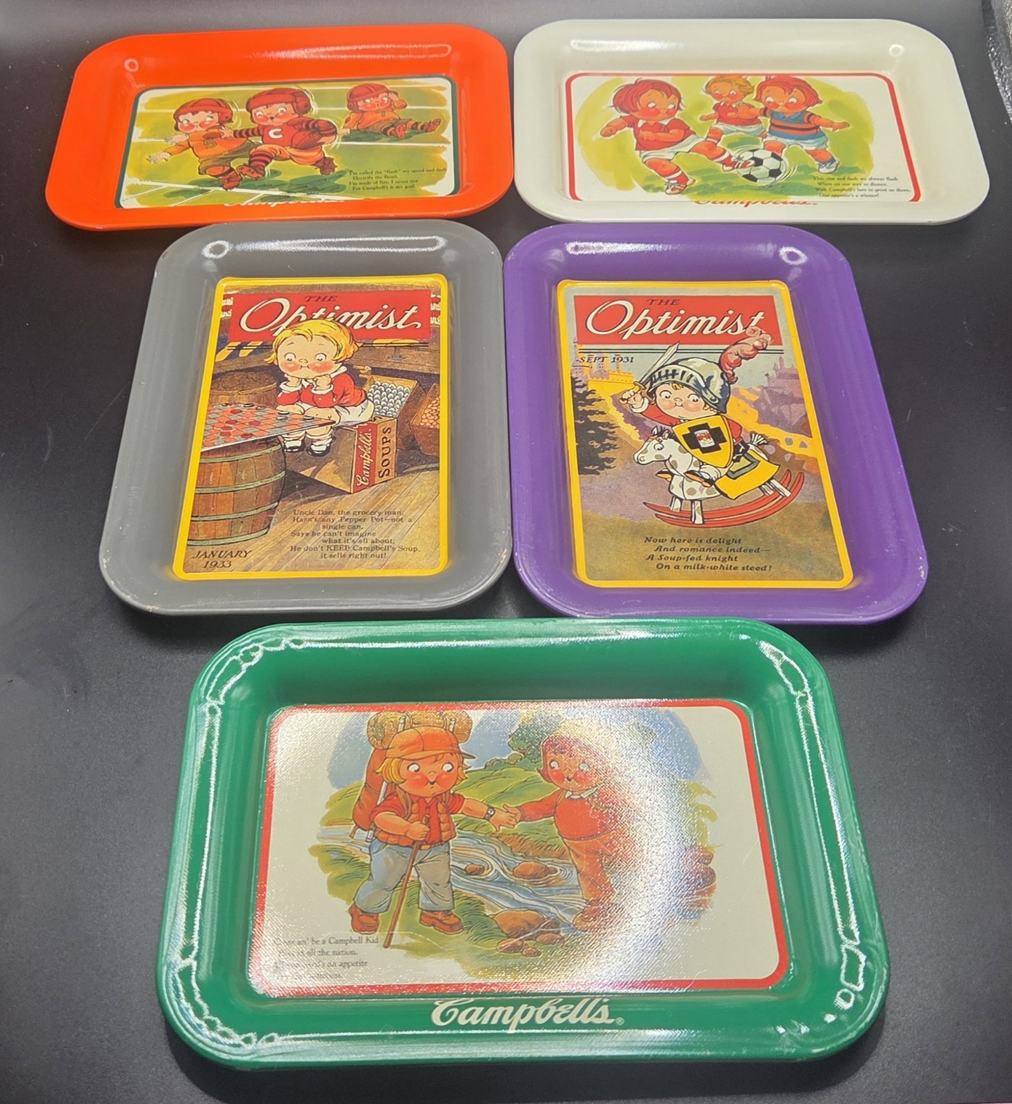 Vintage Campbells Metal Trays Lot 5 1994 & 1997 Campbell’s Kids Sports & Outdoor