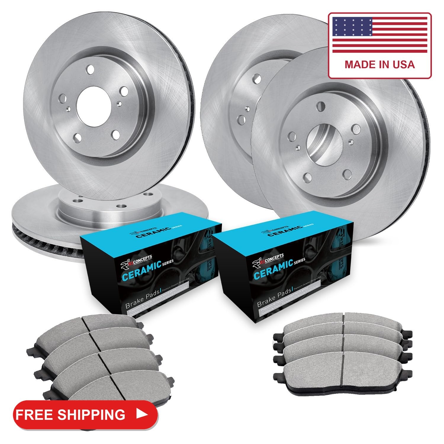 R1 Concepts Front and Rear Brake Kit Fits 2012-2015 Volkswagen Jetta