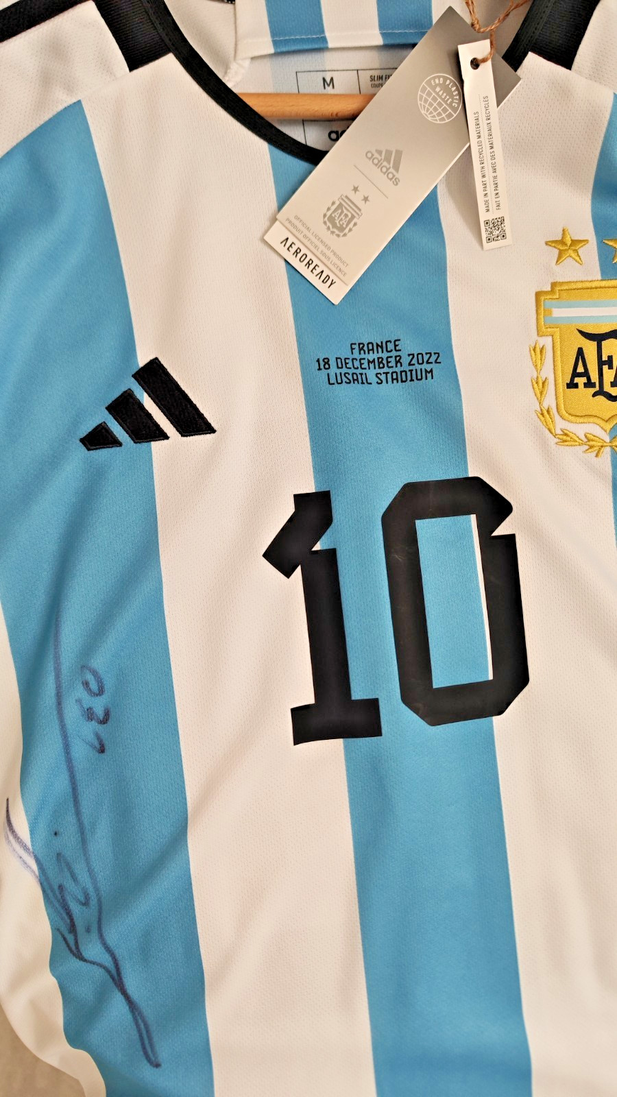 MAGLIA ARGENTINA MESSI NO MATCH WORN ISSUED SHIRT VINTAGE T-SHIRT SIGNED COA