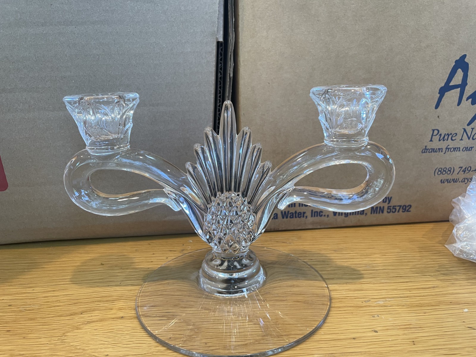 PLANTATION No 1567 HEISEY Elegant  2 Lite CRYSTAL Pineapple CANDLESTICK