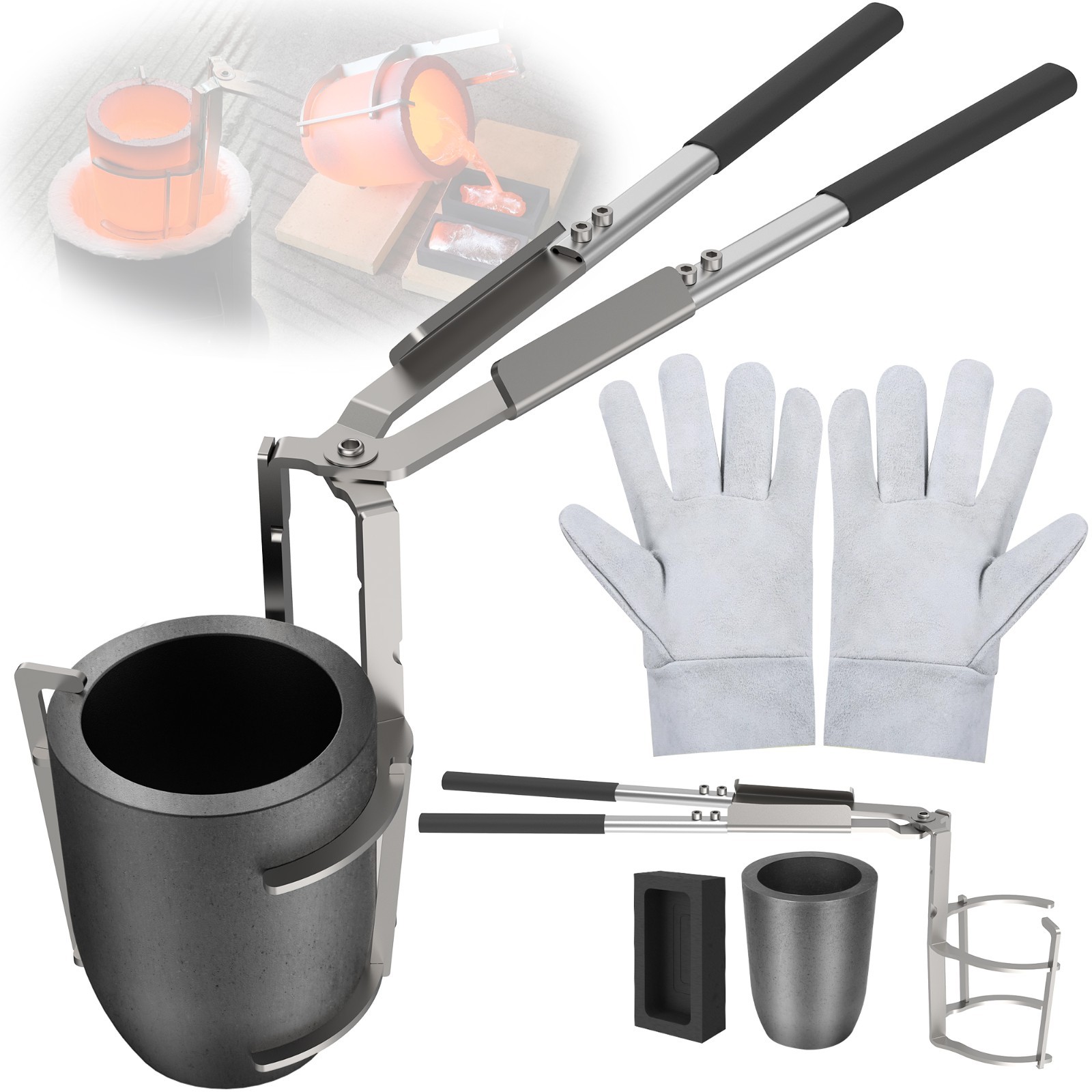 10kg Crucible Tongs Set for Melting Metal, Lifting & Pouring Tongs 10kg Crucible Tongs Set for Melting Metal, Lifting & Pouring Tongs