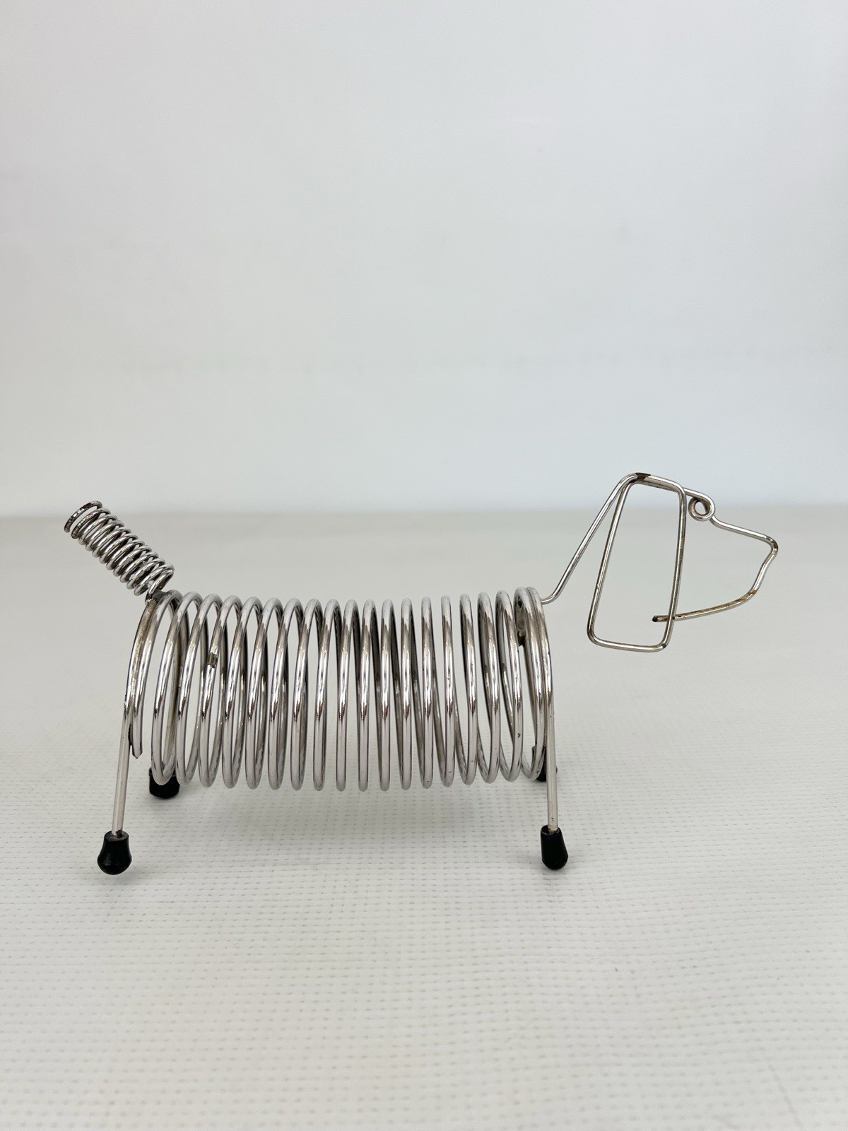 Vtg Mid Century Modern Spring Wire Coil Letter Holder Dachshund Dog Adorable