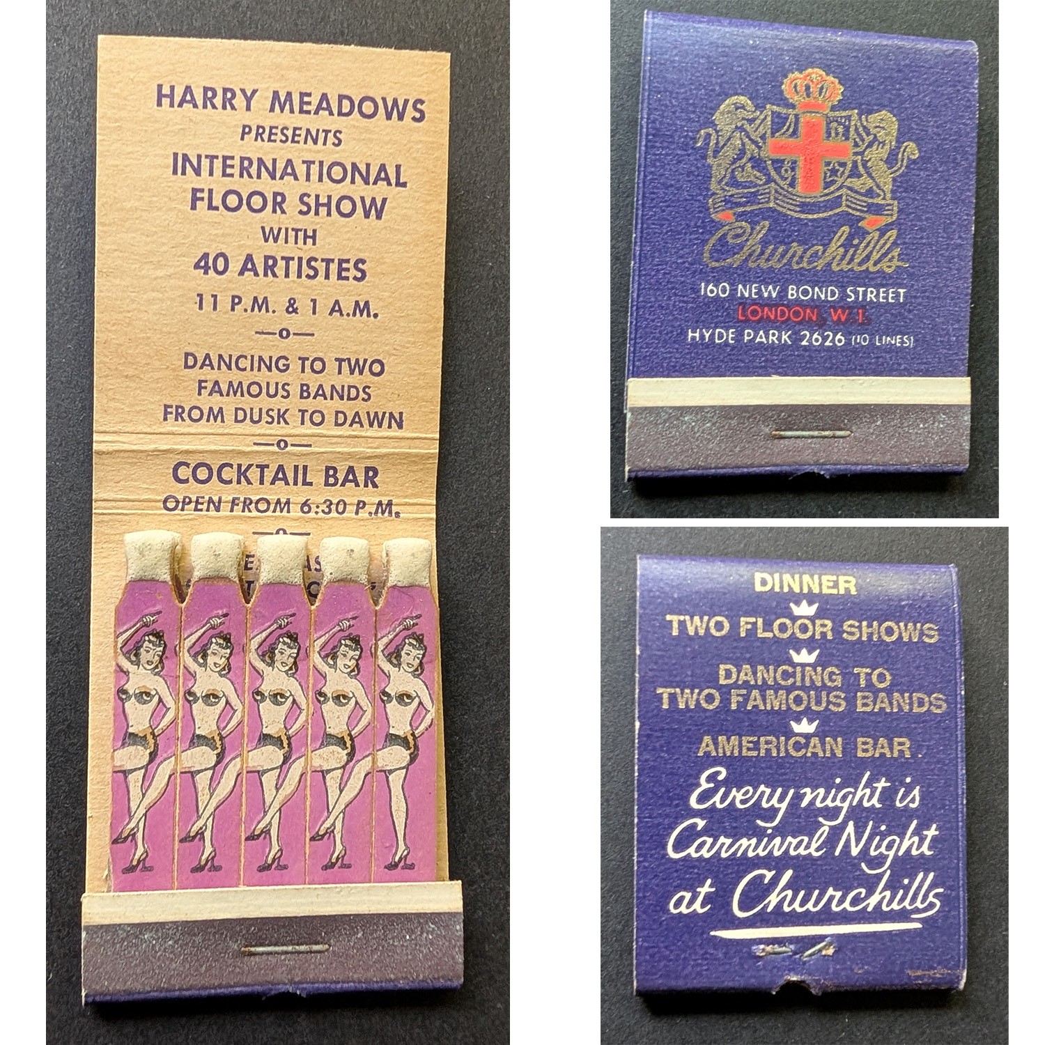 Girlie Feature Matchbook Churchills London