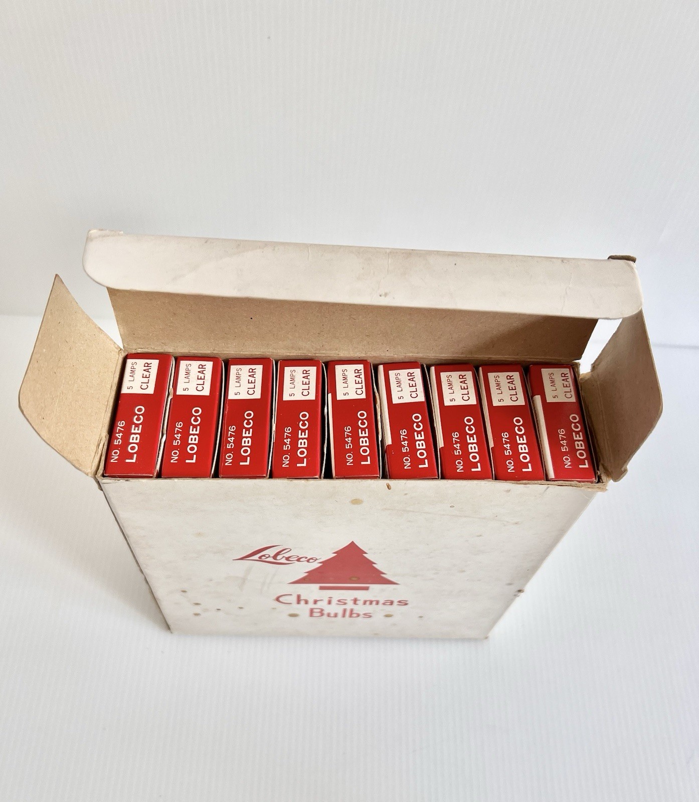 VTG Box of Lobeco 5476 Snap-in Midget Christmas Lamps Lights Clear 100 Total 7v