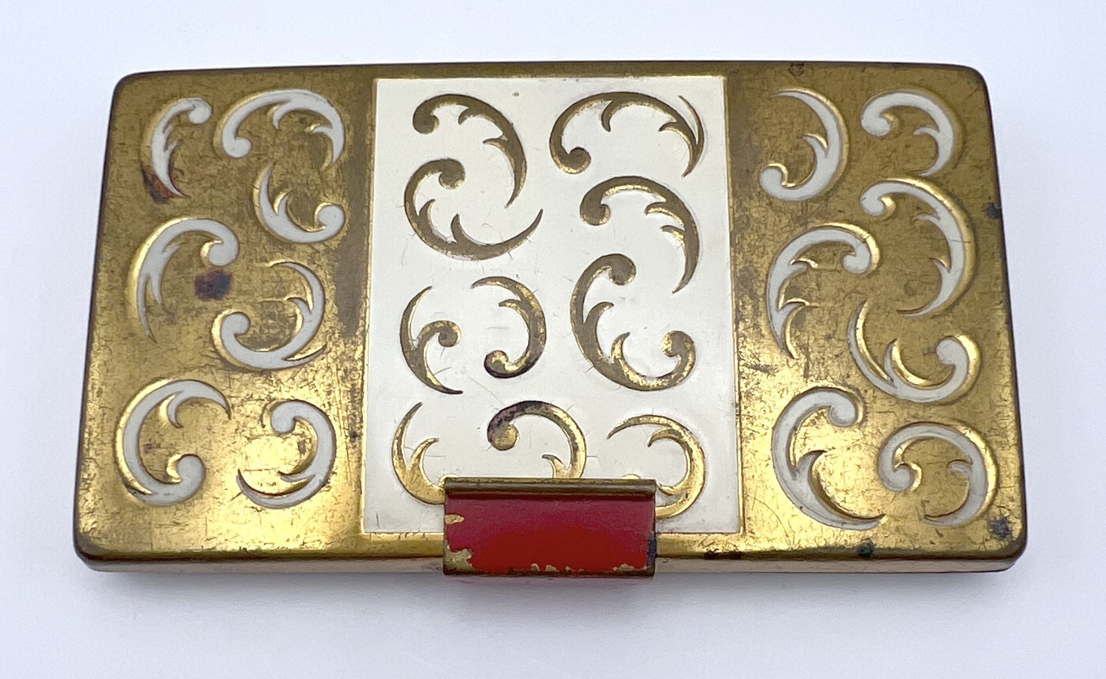 Vintage Yardley Bond Street Compact Cream Gold Tone Metal Rouge Face Powder
