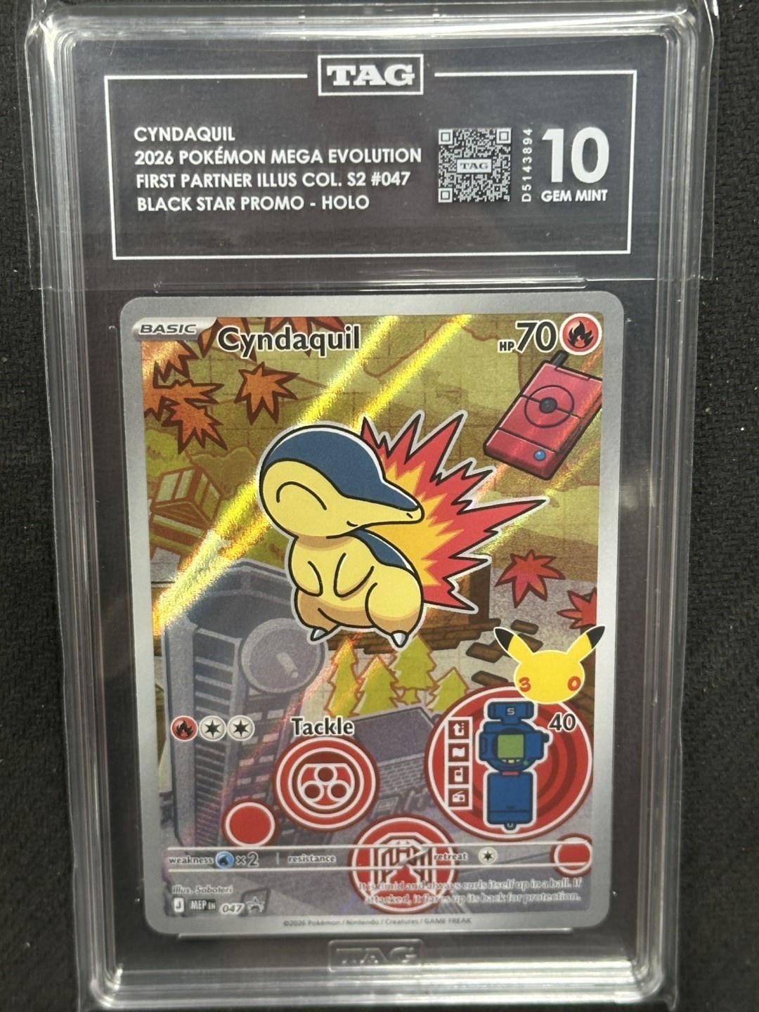 Cyndaquil 2026 Pokemon First Partner Series 2 Black Star Promo TAG 10 PSA #47