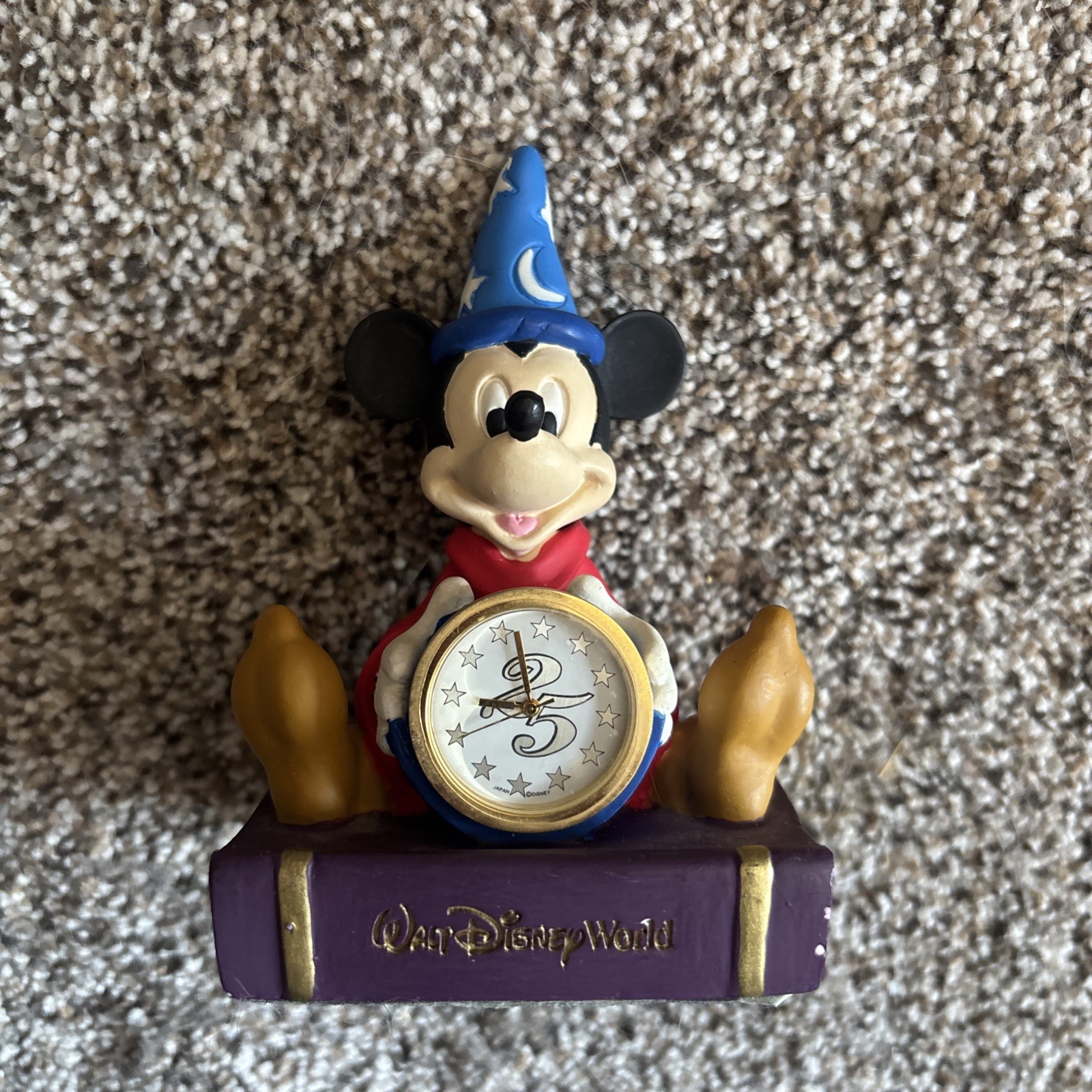 Vintage Disney 25th Anniversary Sorcerer Mickey Mouse Clock Walt Disney World
