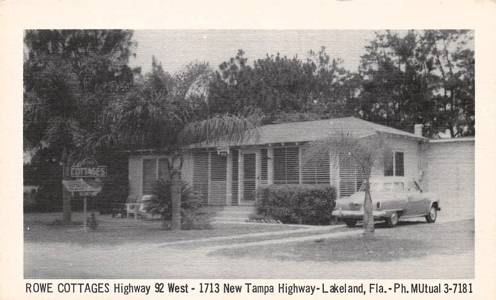 Lakeland Florida Rowe Cottages Highway 92 Tampa Highway Motel Vtg Postcard 2A