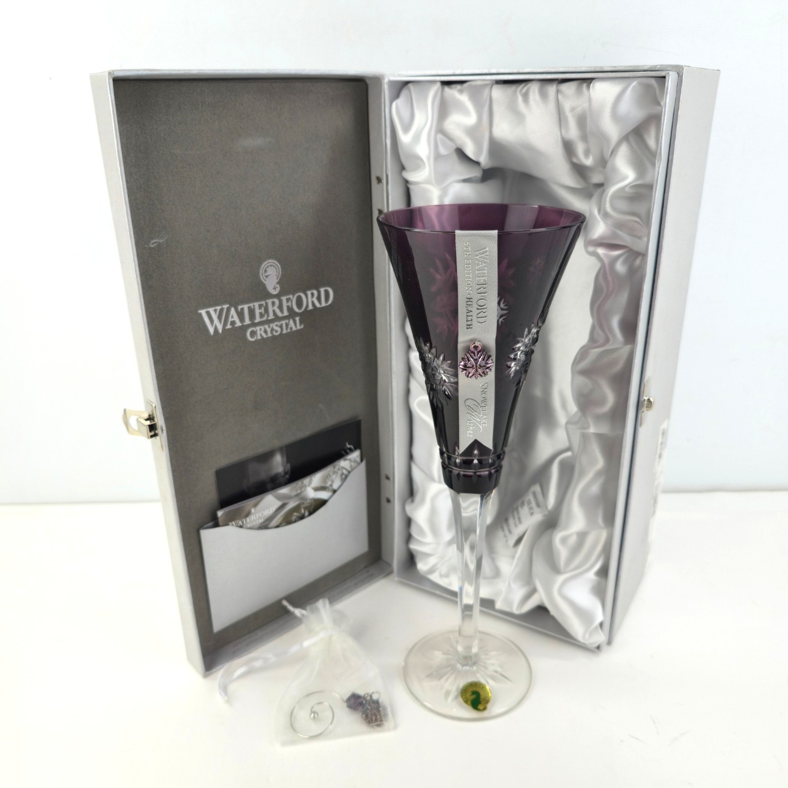 WATERFORD SNOWFLAKE WISHES HEALTH AMETHYST CHAMPAGNE FLUTE W/CHARM 2015